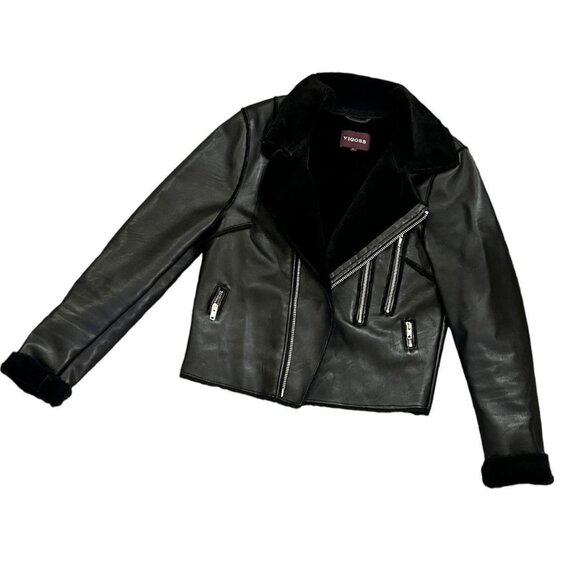 Dolls Kill Jackets & Blazers - Black Faux Fur Leather Jacket